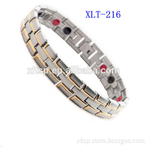 fashion jewelry wholesale titanium bracelet magnet with gold plated